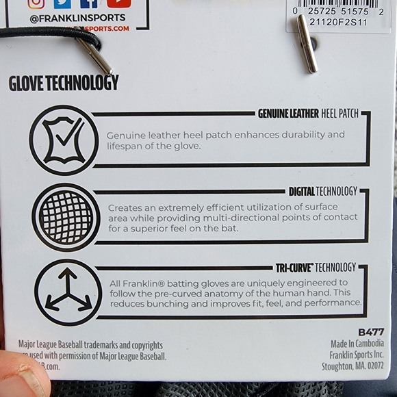 Franklin Nex-Skinz Jose Ramirez Youth Medium New Baseball‎ Batting Glove - Picture 3 of 3